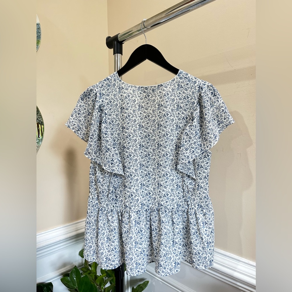 Madewell Georgette Ruffle Sleeve Top View 4